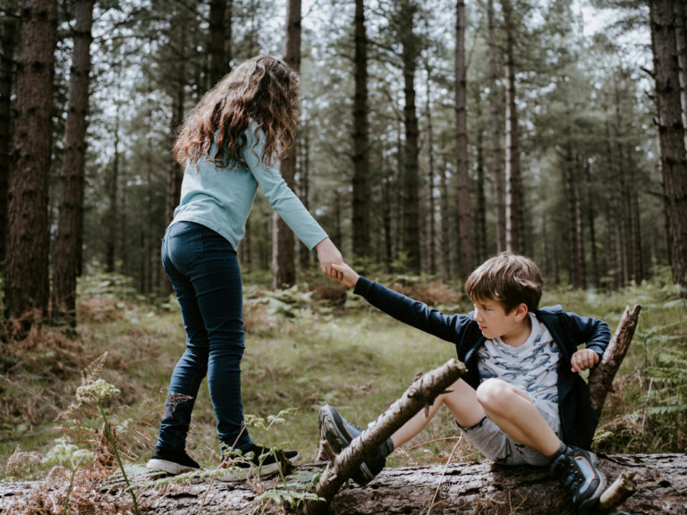 Child and sibling support outdoors